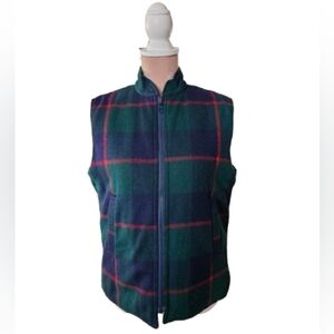 Silver Fern Pure New Zealand McKenzie Wool Reversible Vest Women's M Plaid Zip